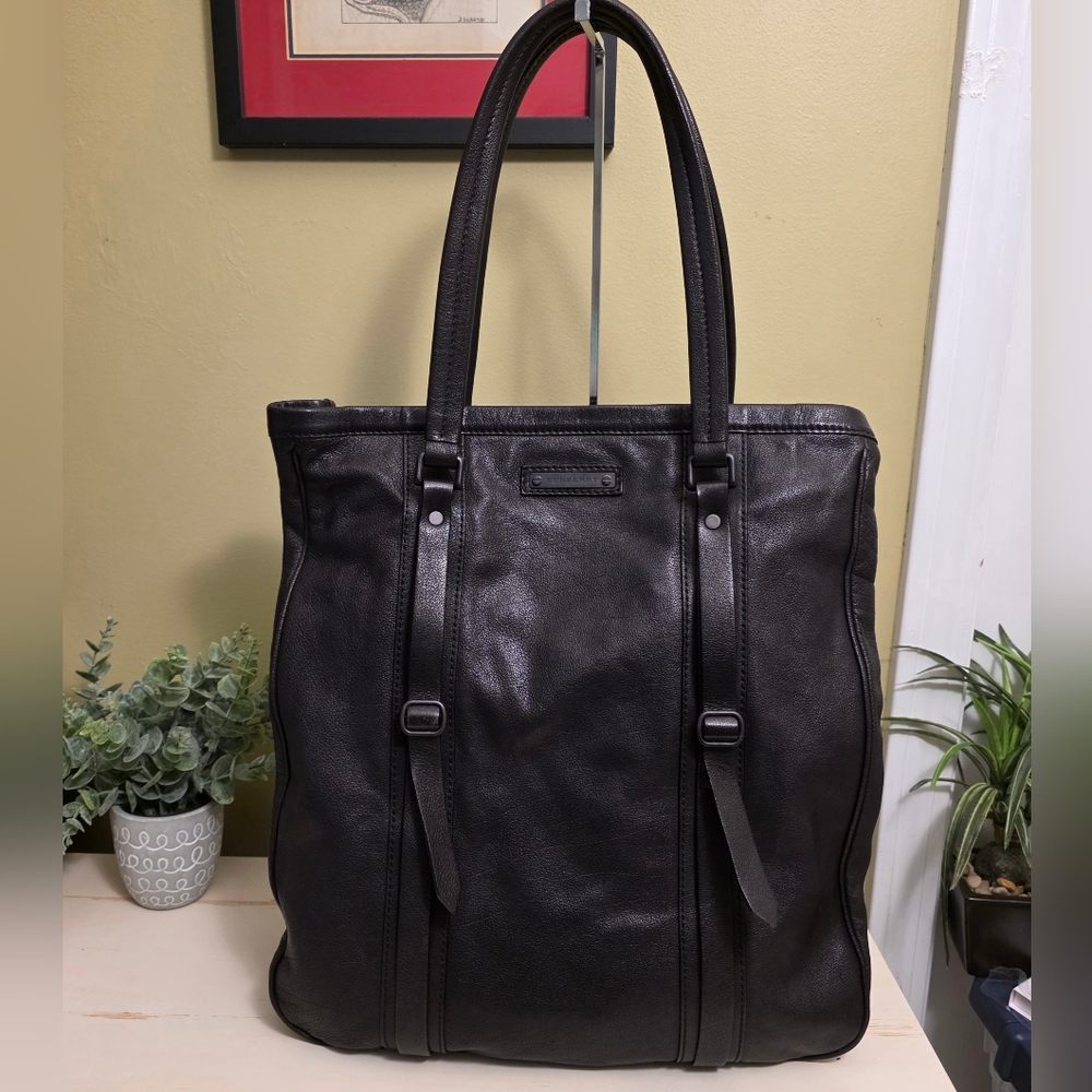 Burberry Prorsum | Black Buffalo Leather Unstructured Tote Bag